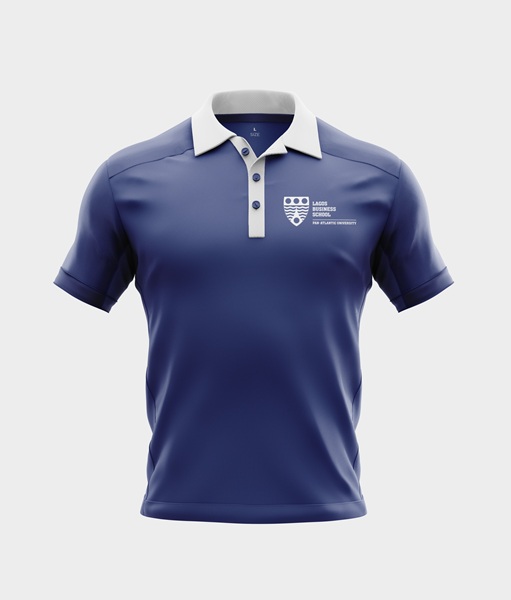 .Blue Polo T-Shirt with White Collar.